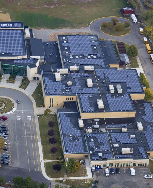 Rooftop solar array on Secaucus High School